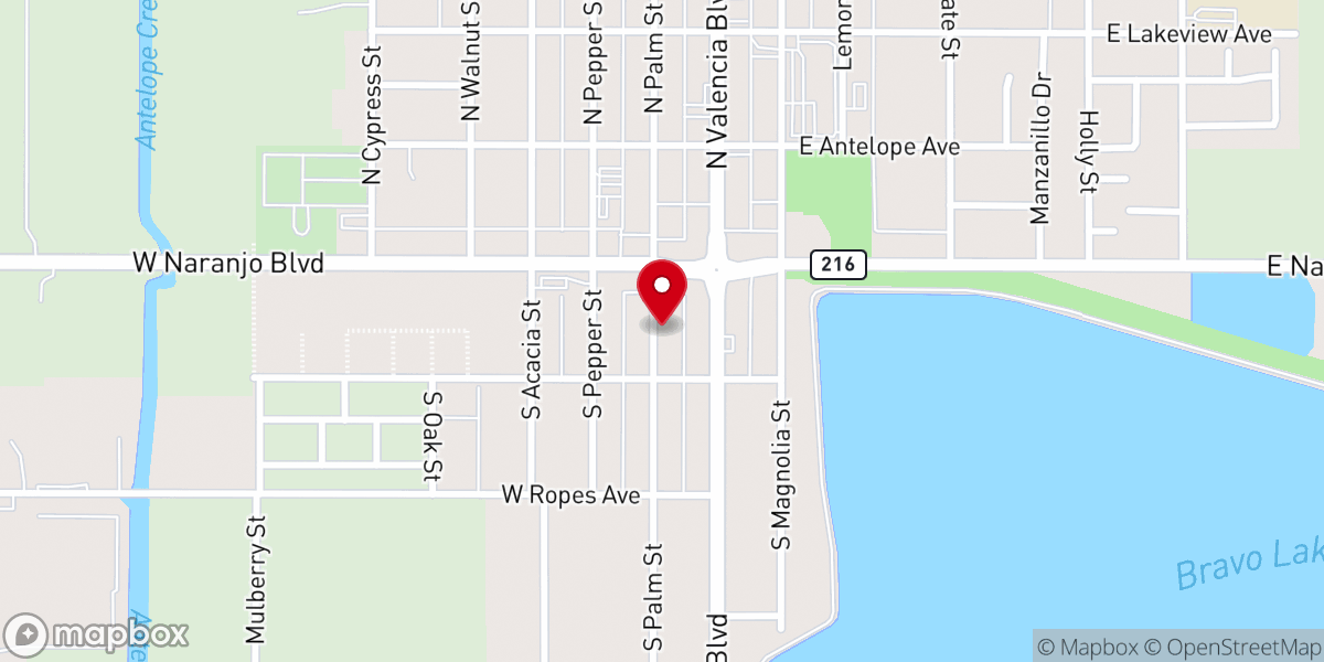Map showing location of Woodlake Church of Christ