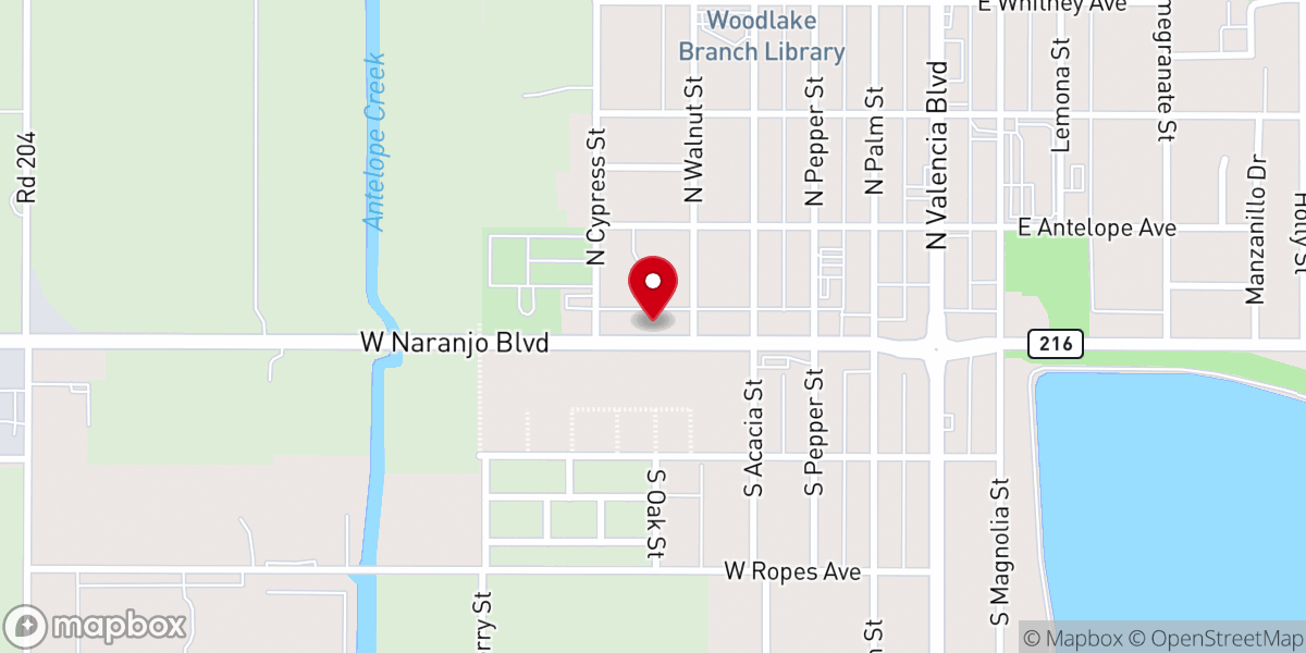 Map showing location of Woodlake Iglesia del Nazareno