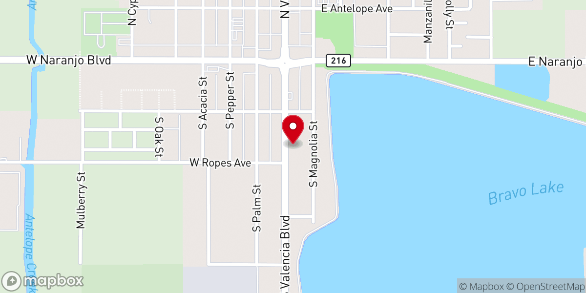 Map showing location of Woodlake Pentecostal Church of God