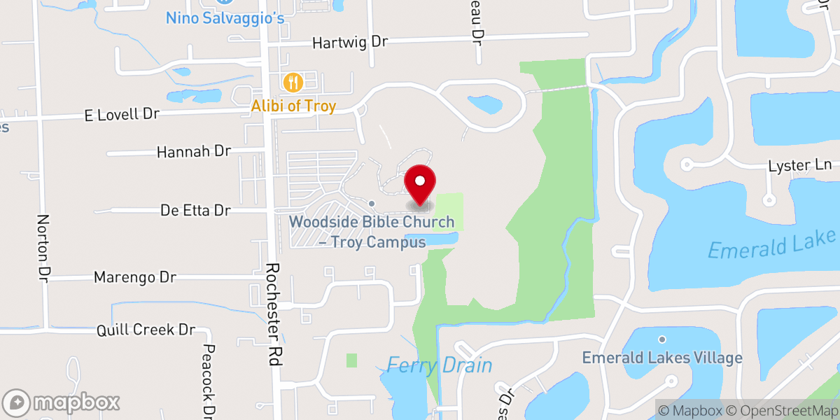Map showing location of Woodside Bible Church - Troy Español