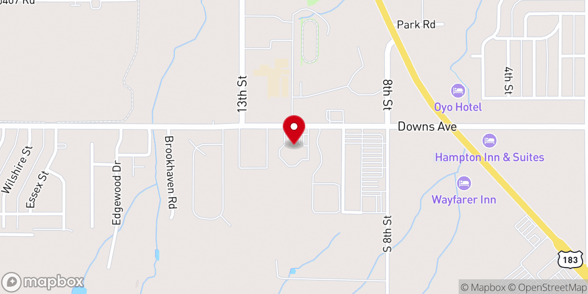 Map showing location of Woodward First Methodist Church