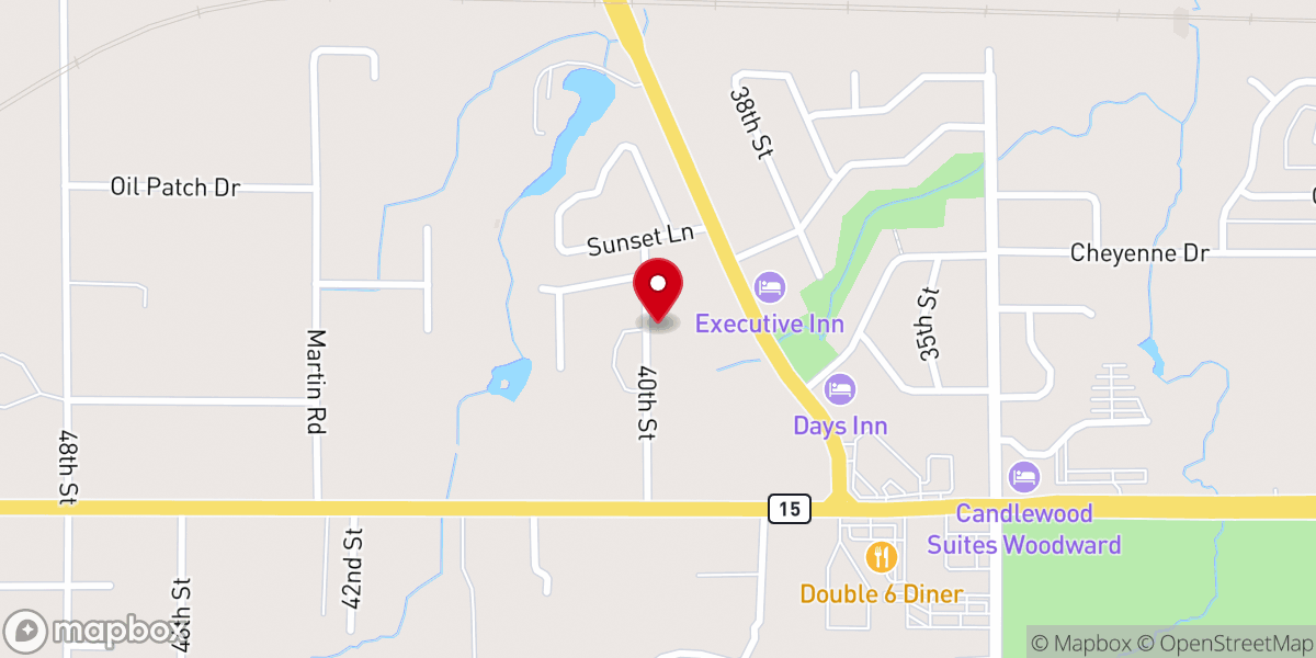 Map showing location of Woodward Free Will Baptist Church