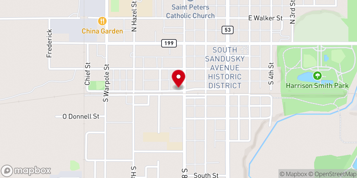 Map showing location of Wyandot County Visitors Bureau