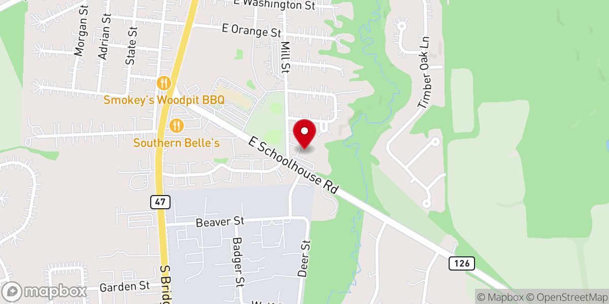 Map showing location of Yorkville Baptist Church