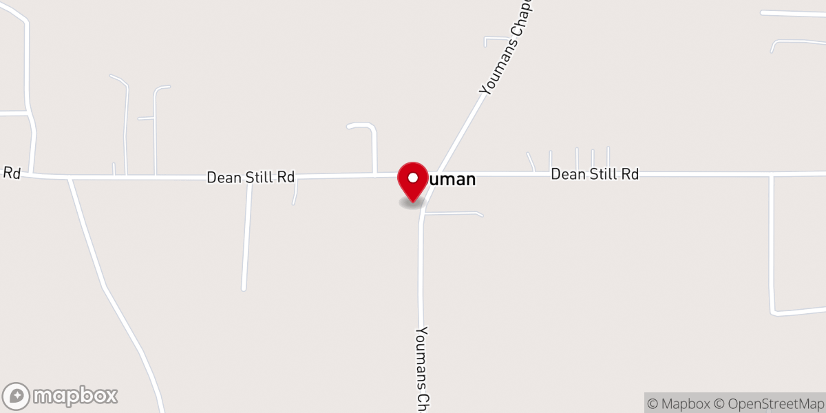 Map showing location of Youmans Chapel